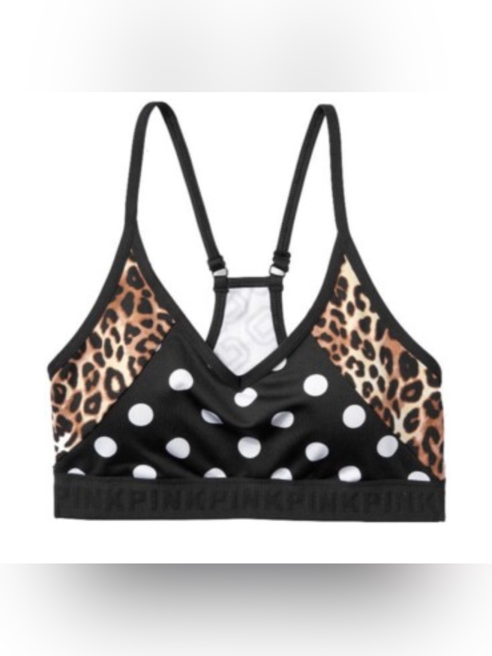 PINK Victoria's Secret Black Leopard & White Polka Dot Bralette